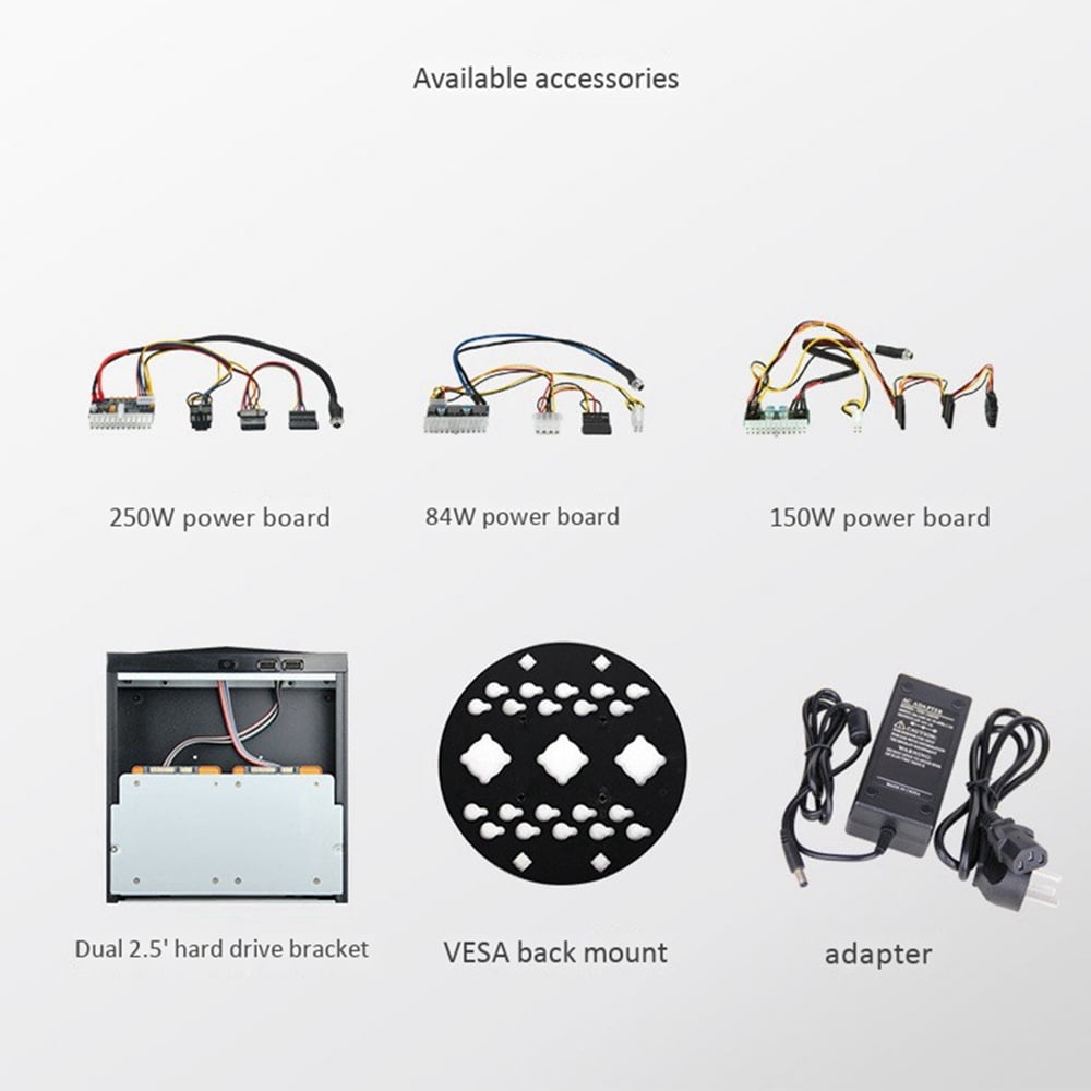 1 Set ITX Computer Case M06 Mini Desktop Case & 1 Pcs DC ATX PSU -BOX 12V 160W ATX Switch PSU 24Pin