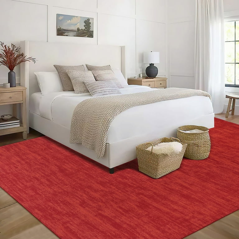 CAROMIO Area Rugs for Living Room Machine Washable Rugs Red Rug Throw Rugs Non Slip Rugs for Bedroom Flannel Soft Rug 8 x 10 Red