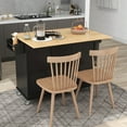 thumbnail image 3 of Black Kitchen Cart on Wheels with Solid Wood Top, Utility Kitchen Islands with Storage Cabinets and Drawers, Spice Rack, Shelves, Large Workstation Breakfast Bar, Rolling Cart Kitchen Bakers Rack, 3 of 12