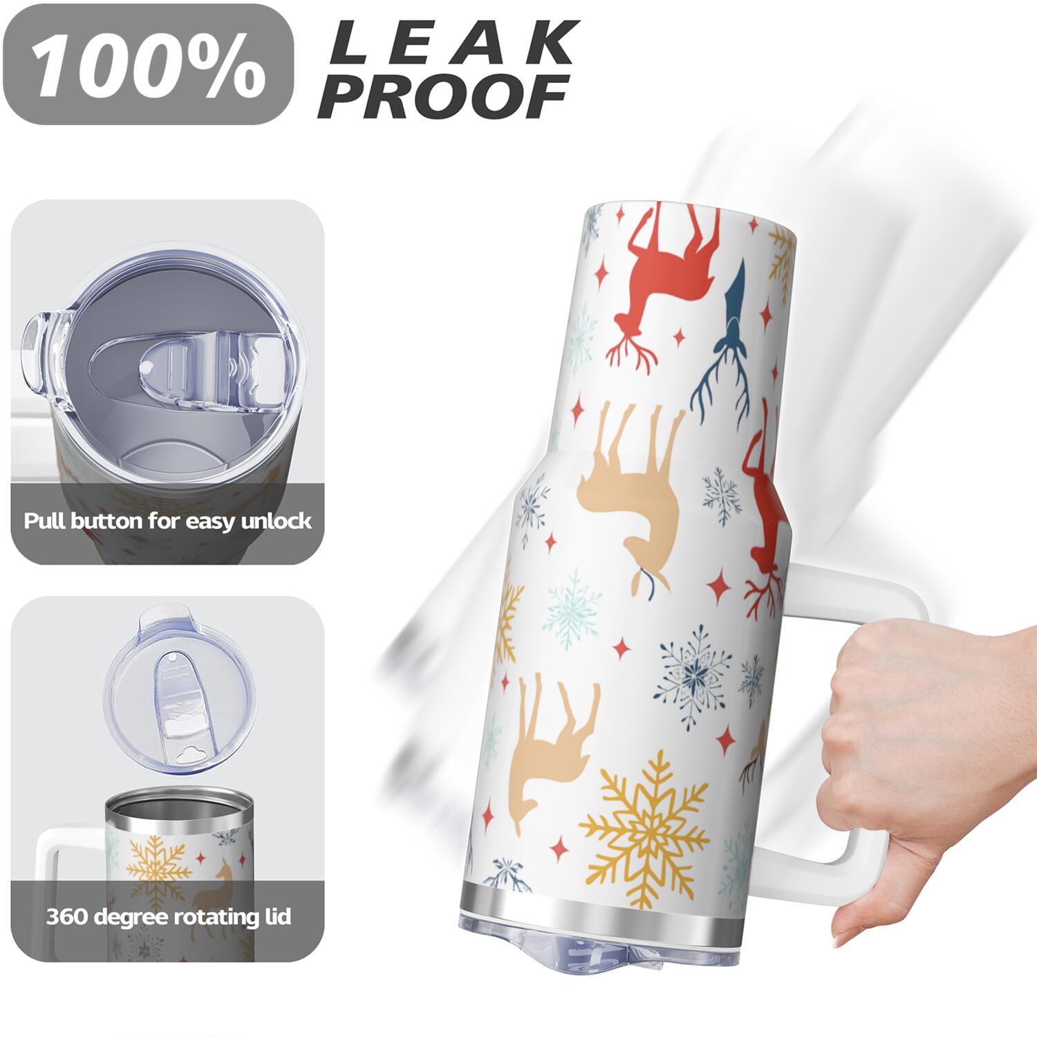 1pc 40 oz Christmas Tumbler with Lid and Straw Stainless steel Insulated tumblers Cute water bottle Travel/Gym coffee tumbler Gifts for Women/men