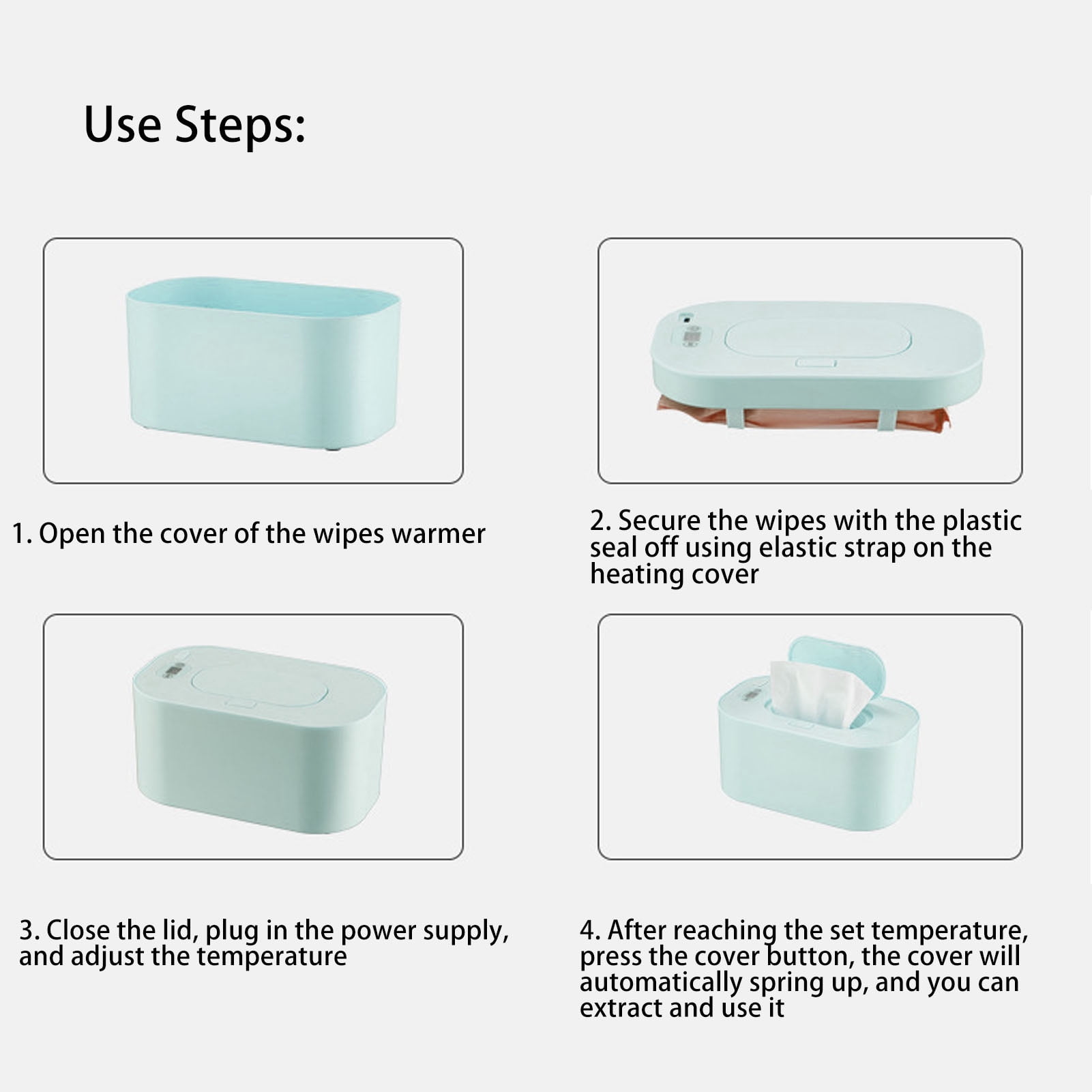 NFTIGB Baby Wipe Warmer USB Powered Smart Temperature Control Wet Wipes Heater Dispenser for Home and Car Use Portable Travel Dispenser 8.26 inches / 21 cm