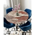 thumbnail image 5 of nqOlkjepod Red Brick Wall Round Tablecloth, Fitted Table Cover with Elastic for 36"-44" Round Tables, Retro Shabby Chic Country Scenery Table Cloth Outdoor Dinning Party Waterproof Tablecloths, 5 of 6