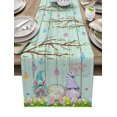 thumbnail image 1 of Huevo de Pascua Gnome Bunny Butt Flower Butterfly Camino de mesa de grano de madera Decoraciones para banquetes de boda para el hogar Regalo Mantel individual LingWen 8390611416577, 1 of 1
