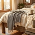 thumbnail image 4 of Del La Cassa Turkish Cotton Throw Blanket & Beach Towel, 60"x70" Boho Decorative Blanket for Couch, Bed, Sofa & Outdoor, Lightweight, Soft & Versatile, Dark Grey, 4 of 16