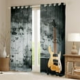 thumbnail image 2 of Electric Guitar Curtains & Drapes Music Theme Curtains, Grey Grunge Blackout Curtains Musician Popstar Living Room Curtains, Punk Rock Music Instruments Window Curtains, 2 of 6