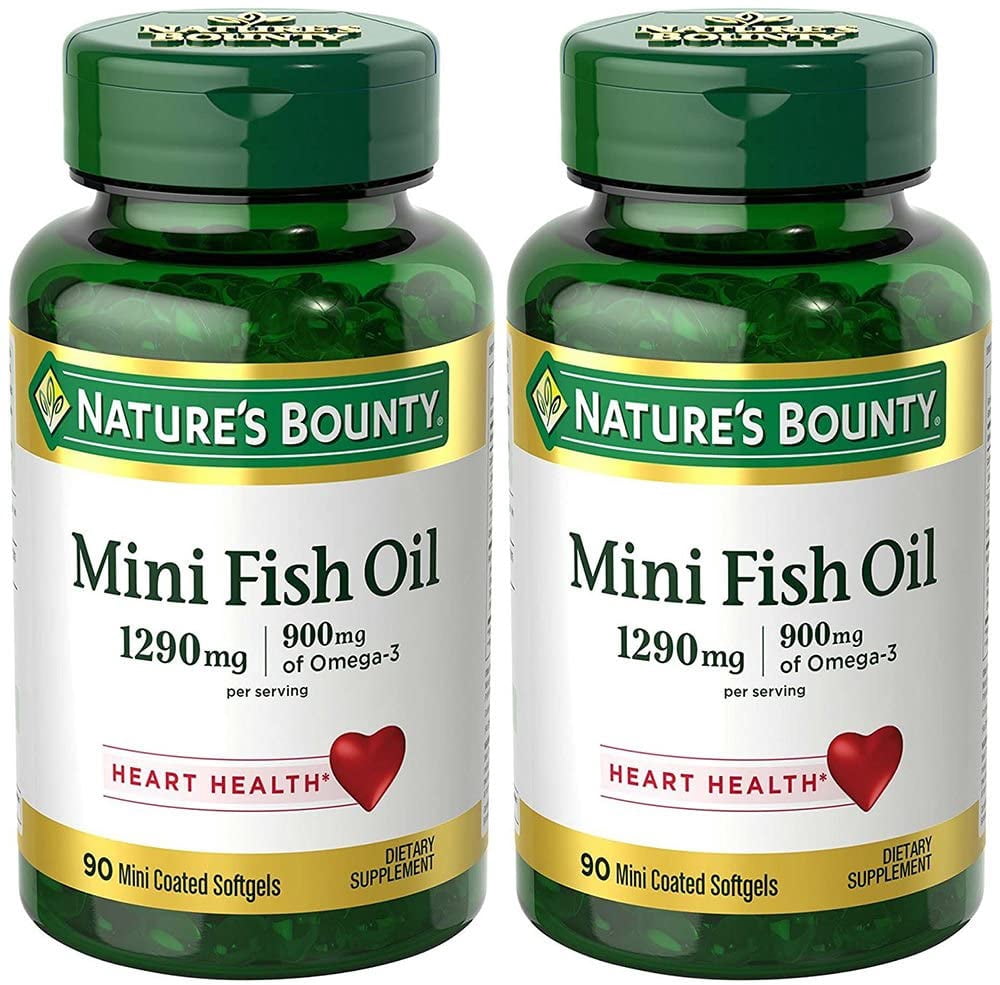 Nature's Bounty Mini Fish Oil Softgels 1290 mg 90 ea (Pack of 2)