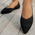 thumbnail image 6 of uvwlwu Women's Solid Color Pointed Toe Flat Casual Breathable Ladies' Openwork Knitted Shoes Breathable(Black,8), 6 of 8