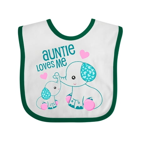 

Inktastic Auntie Loves Me-cute Elephants Gift Baby Boy or Baby Girl Bib