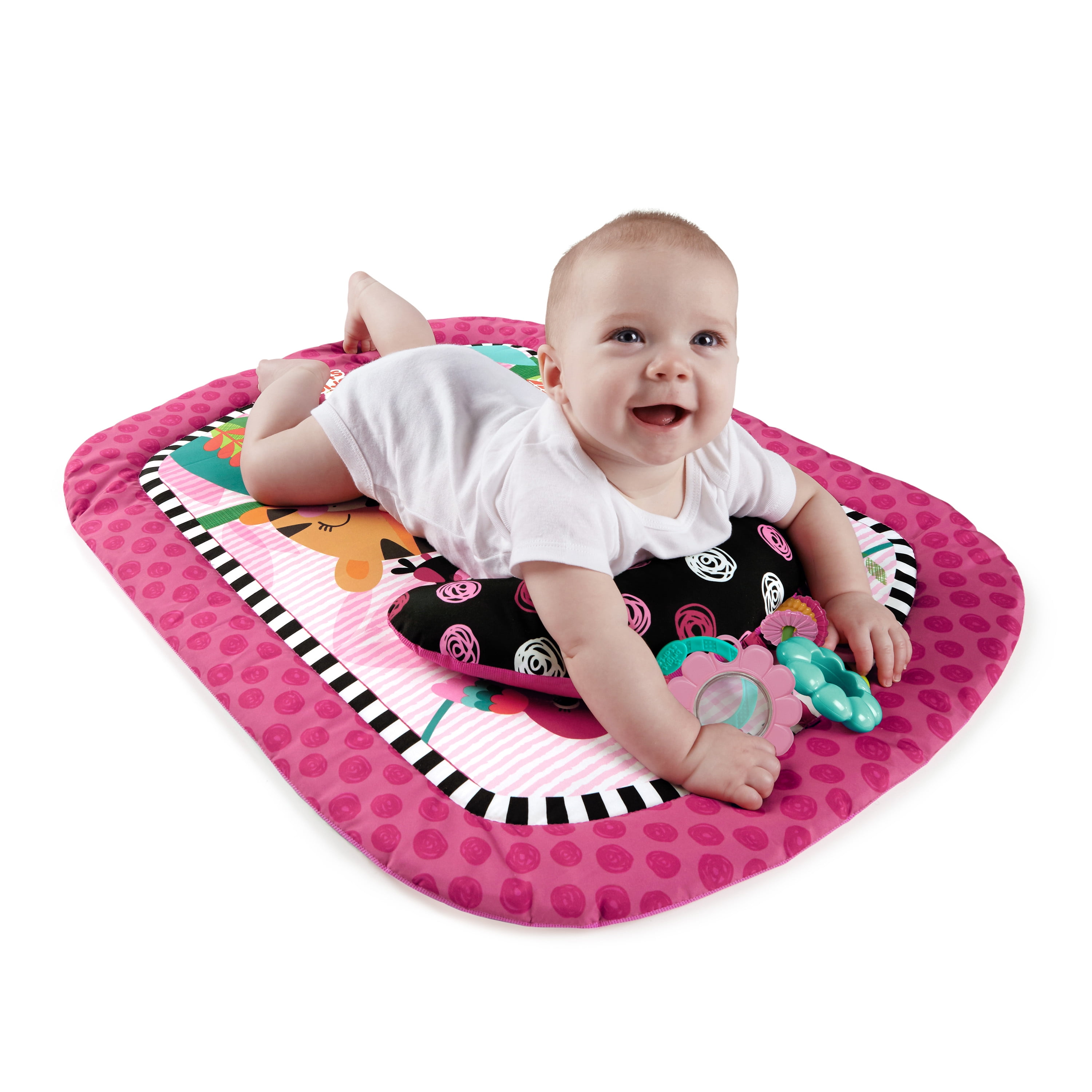 Bright Starts Giggle See Safari Tummy Time Prop Activity Mat