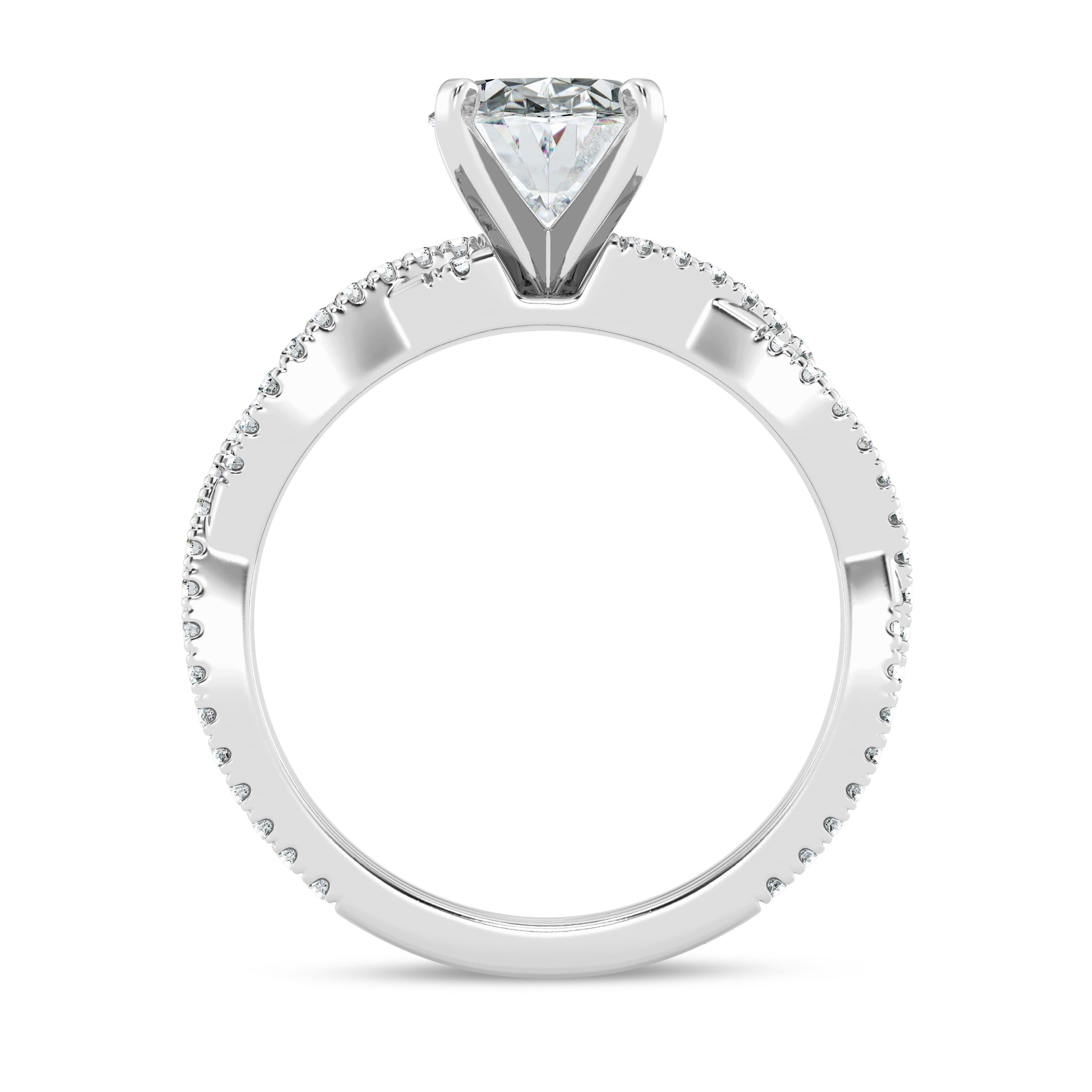 Empire Jewelry 2.1 Ct Oval Cut Moissanite Ring - 14K White Gold Plated Twisted Shank Solitaire Engagement Ring - Stylish Wedding Jewelry for Women