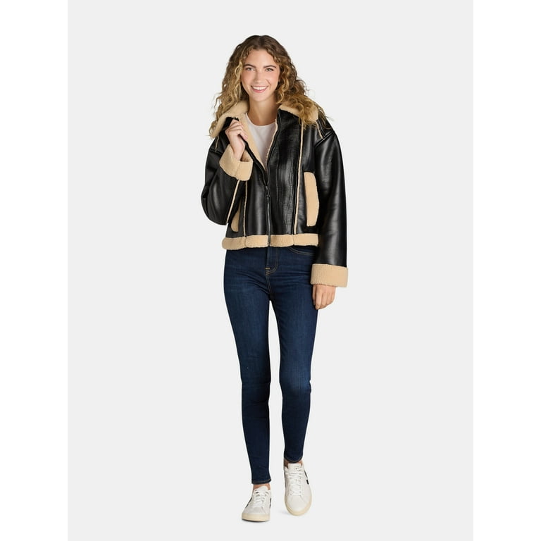 Time and Tru Women's and Women's Plus Bonded Faux Shearling Time and Tru Women's and Women's Plus Bonded Faux Shearling