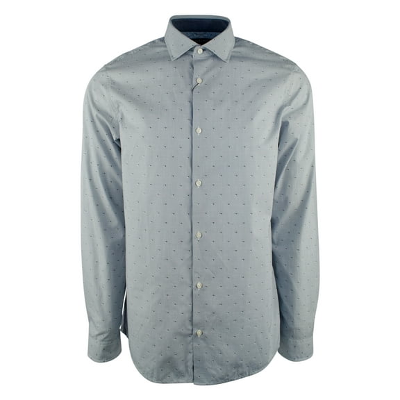 Men's Long Sleeve Dobby Print Slim Fit Shirt-SB-L
