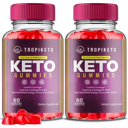 (2 Pack) Tropiketo Keto ACV Gummies - Apple Cider Vinegar Supplement for Weight Loss - Energy & Focus Boosting Dietary Supplements for Weight Management & Metabolism - Fat Burn - 120 Gummies