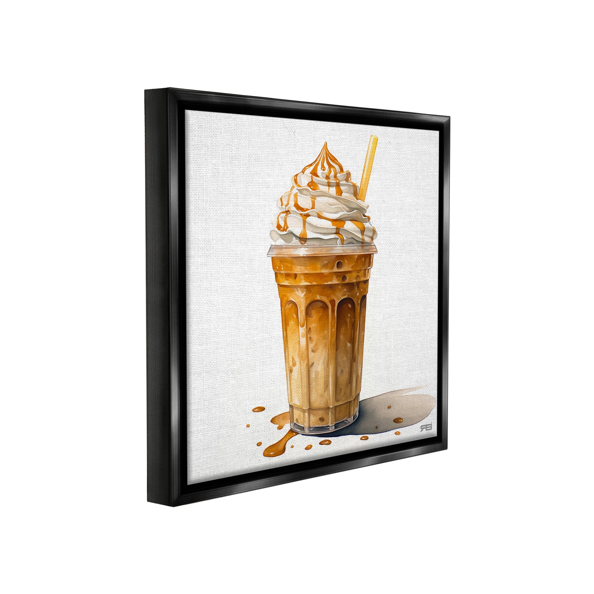 Stupell Industries Coffee with Whipped Cream Food & Beverage Painting Black Floater Framed Canvas Art Print Wall Art, 18 x 18