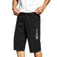 thumbnail image 7 of Xdegoge Mens Workout Capri Shorts Below Knee Length Elastic Waist Drawstring with Zipper Pockets Quick Dry Lightweight Athletic Running Gym Training Activewear, 7 of 7