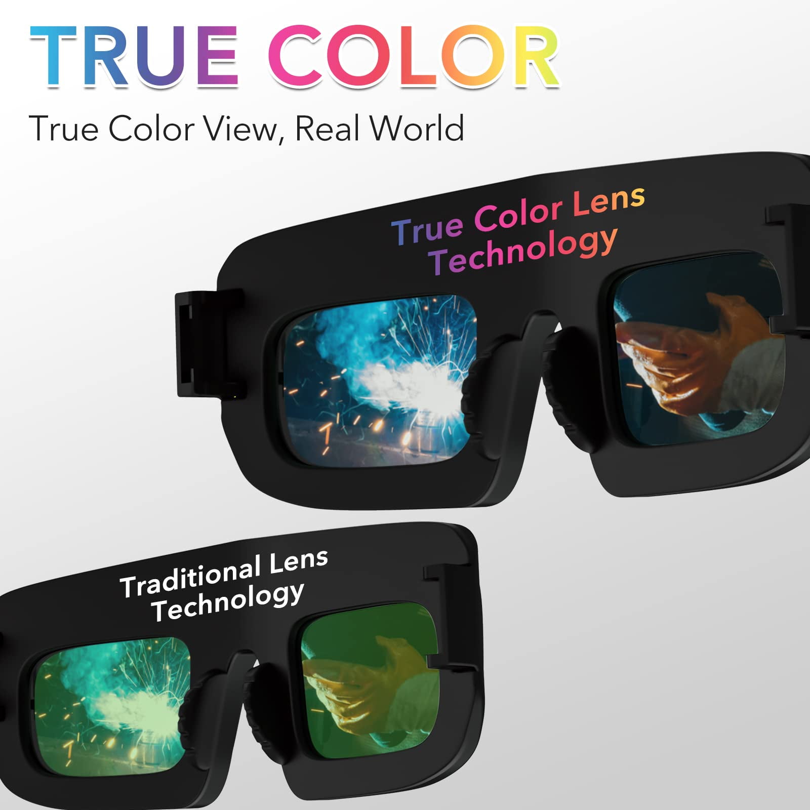 TRQWH Welding Glasses Auto Darkening Safety Goggles Solar True Color Welder Glasses Eyes Protective PC Lens Welder Mask Welding Helmet for TIG MIG ARC Weld Plasma Cut Grinding