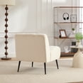 thumbnail image 4 of Armless Accent Chair, Upholstered Chair, Velvet Accent Chair with Black Metal Legs, Beige for Living Room, Bedroom, Office, 4 of 11