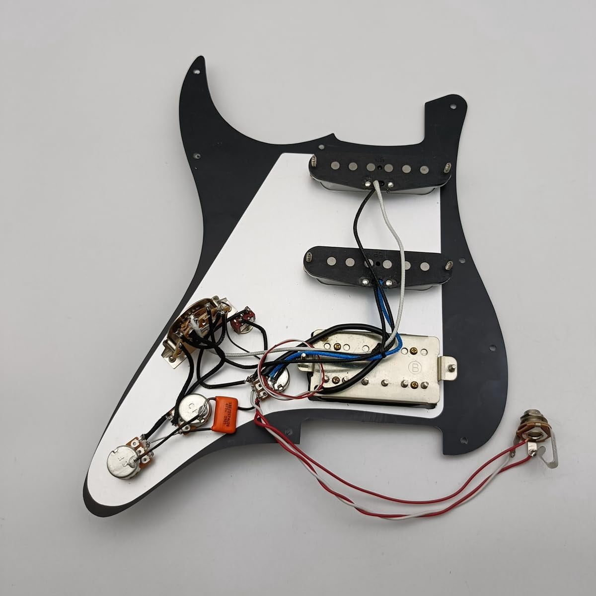 SSH Prewired Guitar Strat Pickguard Set Ainico 5 Humbucker Pickups Coil Splitting Switch Multi Switch Harnesses ,For Fender ST Electric Guitar Part Replacement