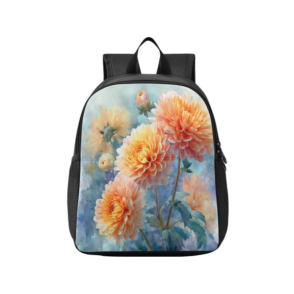 Toddler Backpack Orange Chrysanthemums Pattern Waterproof Lightweight Backpack Casual Mini Daypack for Daycare & Travel