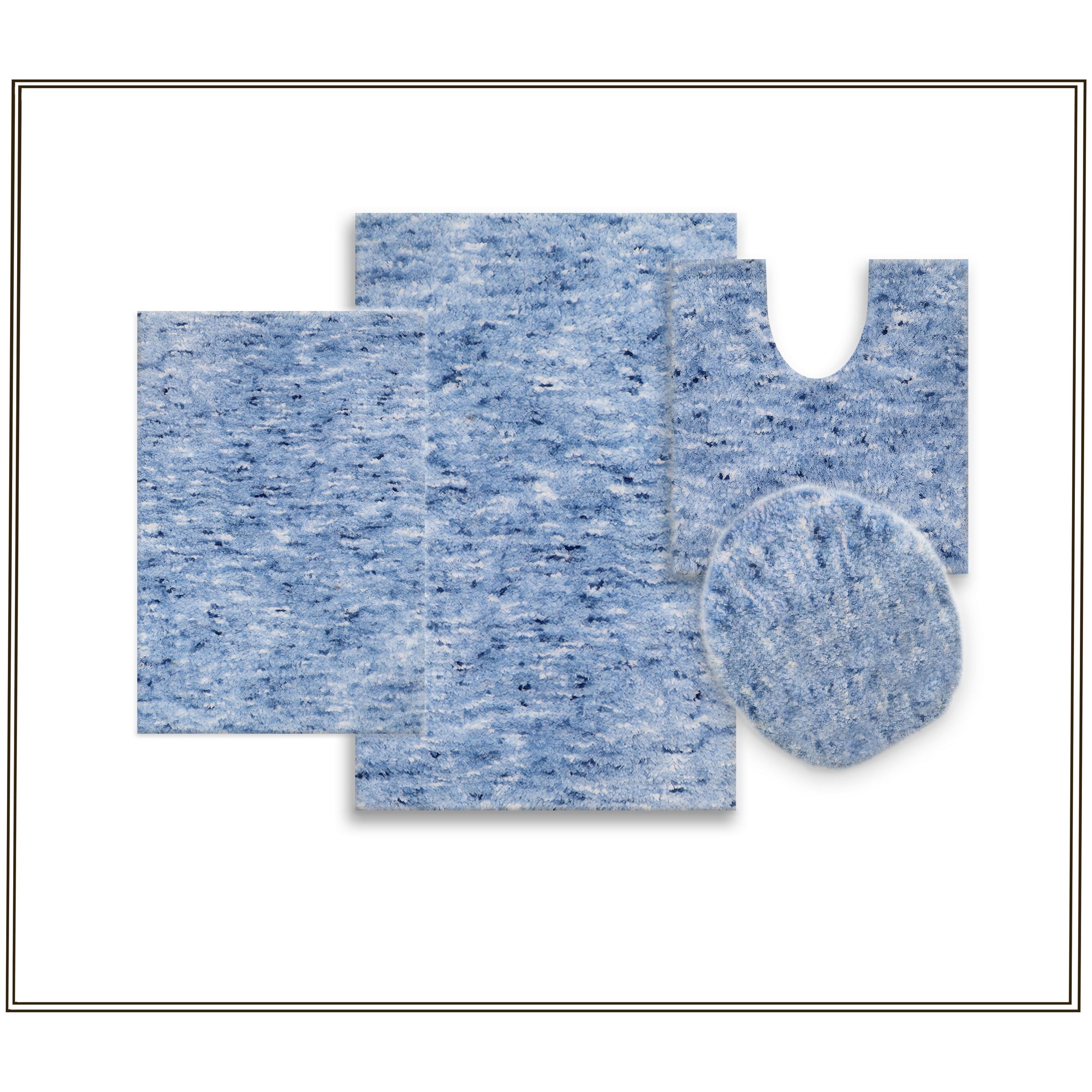 Home Weavers Elegance Bathroom Rugs Sets 4 Piece- Plush Bath Mat Set Quick-Dry Soft Microfiber Bathroom Mat with Rubber Backing, Absorbent Bathroom Rug Set, Washable Bath Rugs, Bath Mats, Blue