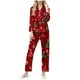 thumbnail image 2 of Conjunto de blusa y pantalón de manga larga con estampado de botones y cuello vuelto para mujer, blusa y pantalón de poliéster para mujer, 2 of 9