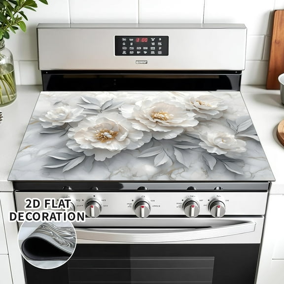 Stove Top Cover for Electric Stove 28 "x 20 ", flowers pattern Heat Resistant Glass Top Stove Cover Protector, Induction Cooktop Protector Stove Top Covers Mat, Kitchen Flat Stove Top Covers