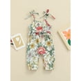 thumbnail image 2 of Qiylii Baby Girls Jumpsuit, Multi-color Floral Printed Pattern Strap One-piece Romper Bodysuit, 2 of 9