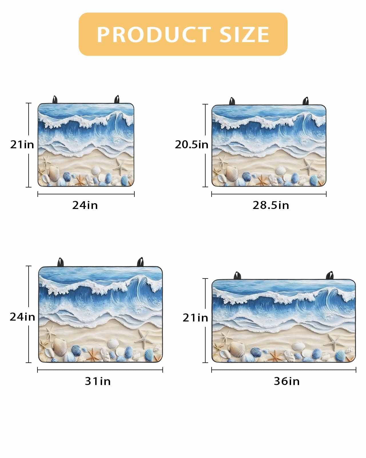 nqOlkjepod Large Induction Cooktop Protector Mat 36"x21", Coastal Blue Stove Top Covers for Electric Stove, Starfish Beach Ocean Shell Sand Painting Stove Burner Cover Mats, Glass Top Stove Cover