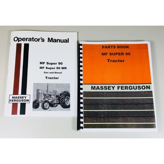 Massey Ferguson Mf Super 90 Tractor Parts Catalog Operators Manual Set
