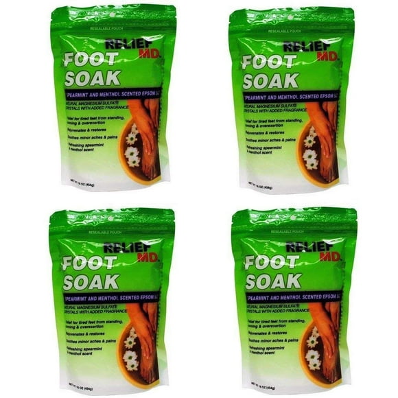 Relief MD Foot Soak Spearmint and Menthol Epsom Salt Pack of 4