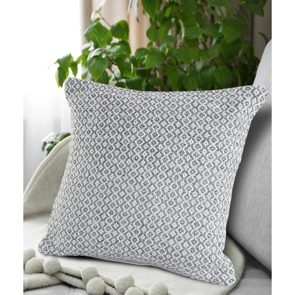 LR Home Insignia Cotton Pillow Set of 4 in Gray/White, 18" x 18"