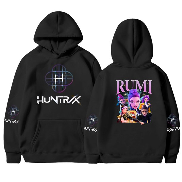 Pop cazadora para niña Demo-n Hunters Unisex Fashion Hooded Sweatshirt Streetwear Soft Comfortable Long Sleeve Hoodie for Daily Wear Spring Fall Winter (Black)