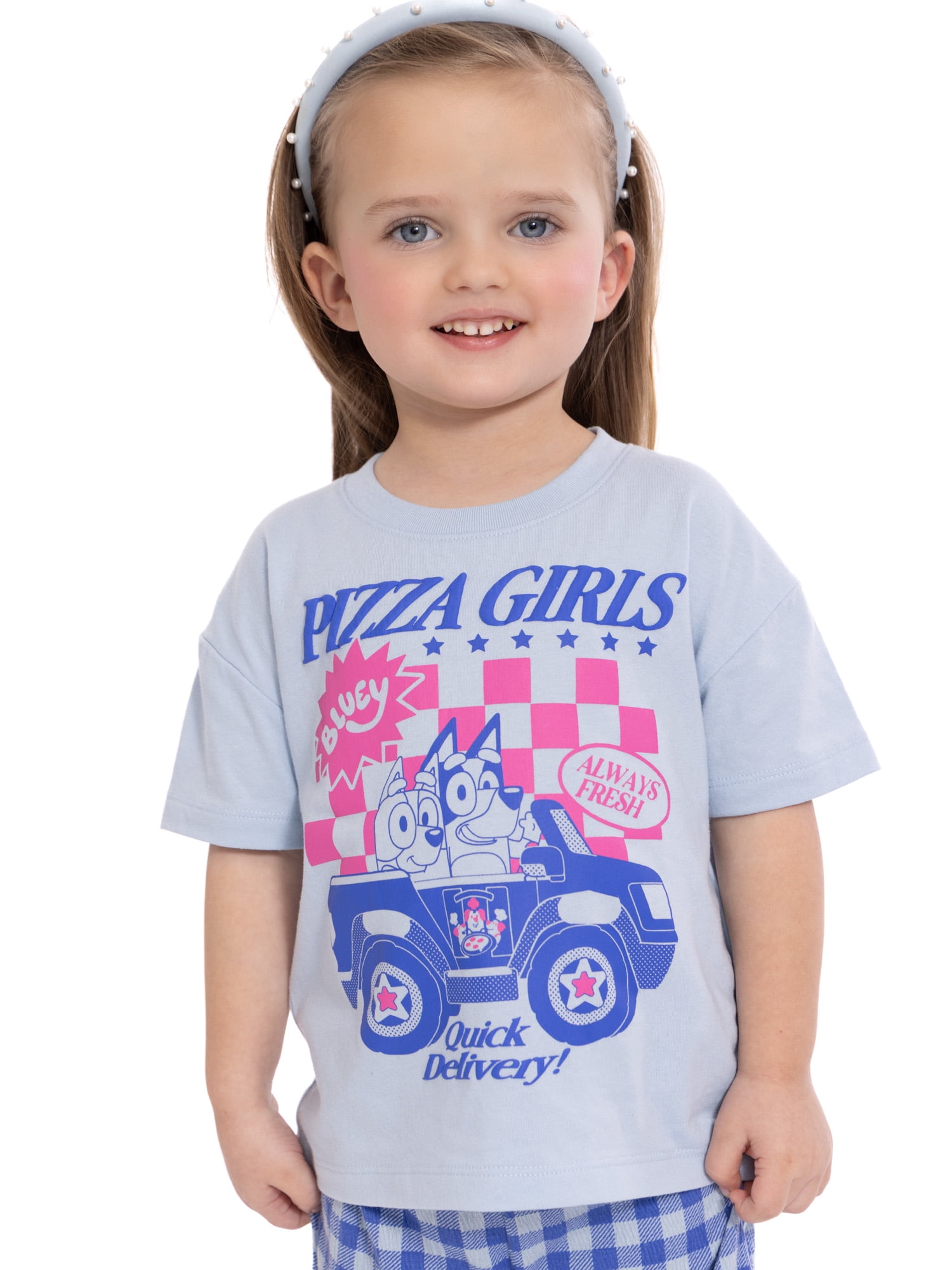 Bluey Toddler Girls Graphic Tee and Print Pants Set, 2-Piece, Sizes 12M-5T