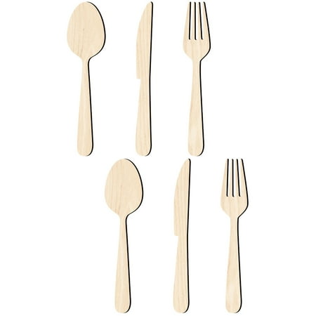 2 Sets of Wooden Household Utensils Sign Wall Decor Rustic Cutout Kitchen Wall Decor