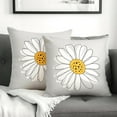thumbnail image 3 of Seasonal Daisy Pillow Covers Yellow Gray White Throw Pillow Cases Summer Floral Pillowcase Flower Bloom Home Decorative Cushion Case Cover for Home Sofa Couch Bedroom 18x18 Set of 2, 3 of 5