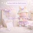 thumbnail image 4 of Lavender Outfit Set for 15–17cm Plush Dolls, 5-Piece Doll Clothes Accessories with Hat, Sweater, Skirt, Shoes & Mini Camera Charm (Purple), 4 of 6