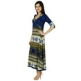 thumbnail image 3 of Bimba Womens Blue Anarkali Kurta Kurti Contemprory Chic Style Long Maxi Blouse, 3 of 6