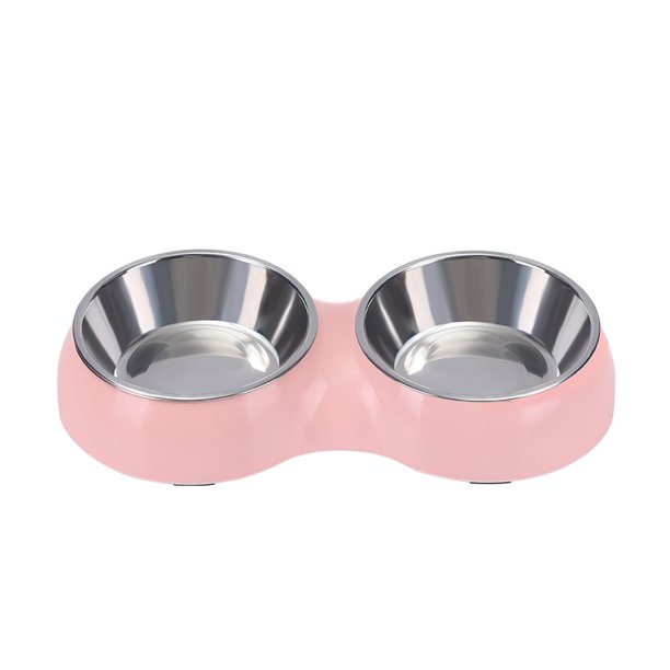 Comedero doble Rose (2 x 700 ml), antideslizante | Varios colores y tamaños | Para perros pequeños, medianos, grandes y extragrandes | Comedero de acero inoxidable con revestimiento de melamina para g