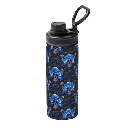 

Ocsxa cool blue flower Skull Print 18oz Stainless Steel Water Bottle Unisex Water Bottle Insulated Sports Water Cup Flask for Cold Water Drinks/Sports/Travel/Car/School