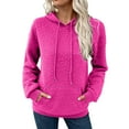 thumbnail image 2 of Loopsun Womens Fall Tops, Hooded Sweatshirts for Women, Women's Fashion Casual Loose Long Sleeve Hoodie Top with Pocket Hot Pink, S, 2 of 4