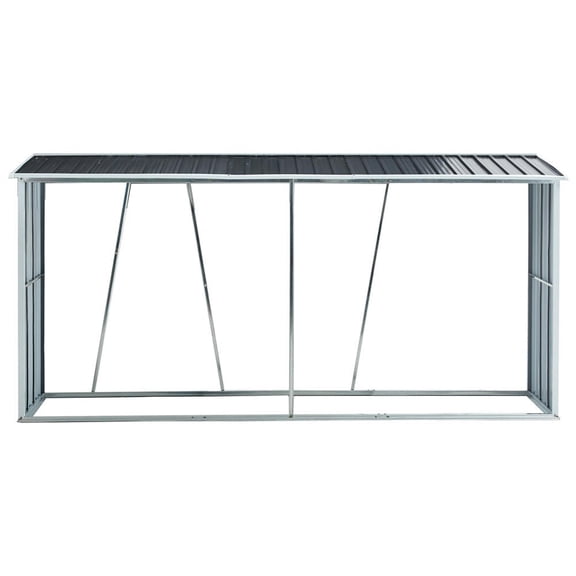GVN Firewood Rack, Log Holder with Roof, Log Storage, Firewood Stand for Outdoor Backyard Garden Patio Porch, Gray Galvanized Steel 129.9"