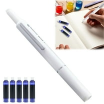 Preplabs 0.38mm Retractable Fountain Pen - Transparent Barrel with 5 Ink Cartridges | No-Leak Writing Tool for Professionals