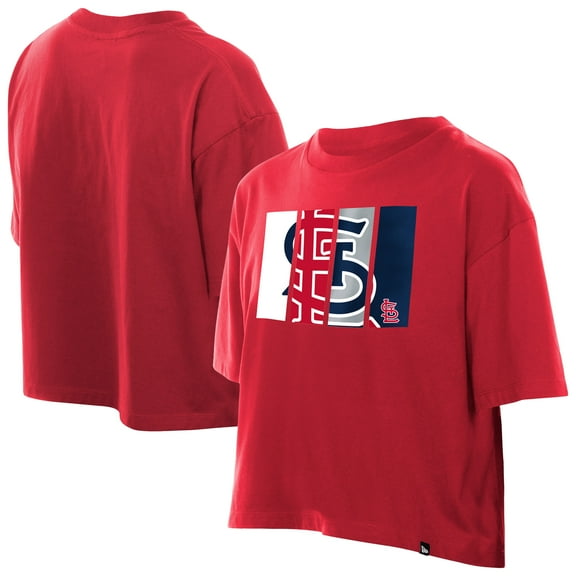 Women's New Era Red St. Louis Cardinals Boxy Foil Logo T-Shirt