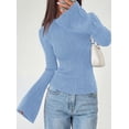 thumbnail image 4 of PRETTYGARDEN Women's Lightweight Mock Neck Sweaters | Bell Long Sleeve Tops, Slim Fitted Pullover, Soft Ribbed Knit, Going Out Outfits, Fall Winter Layering, Fashion Clothing, 4 of 8
