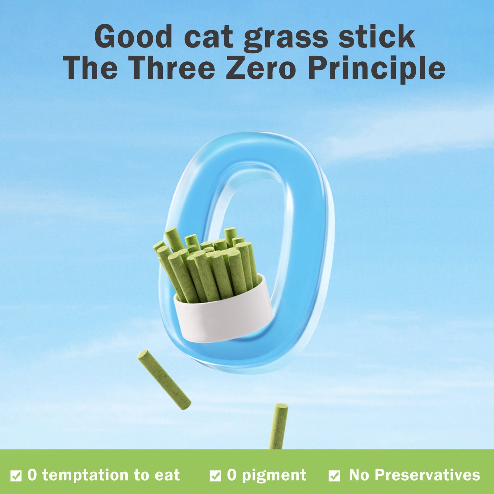 Cat Treats for Indoor Cats, Cat Grass, 16 Sticks, 3.52Oz, Plastic Jar, Feline Oral Care, Chewing, Light Green, 1 Jar, Pet Snacks