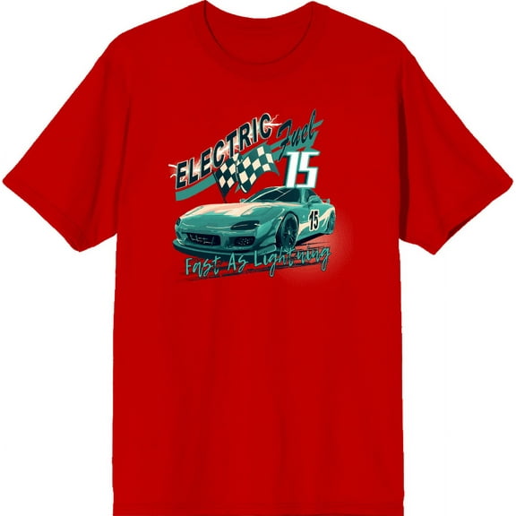 Car Fanatic Electric Fast Teal Sports Car Red Men's Crew Neck Short Sleeve Tee-Medium