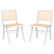 SAFAVIEH Couture Hattie Coastal Cane Solid Dining Side Chair, White/Natural (Set of 2)