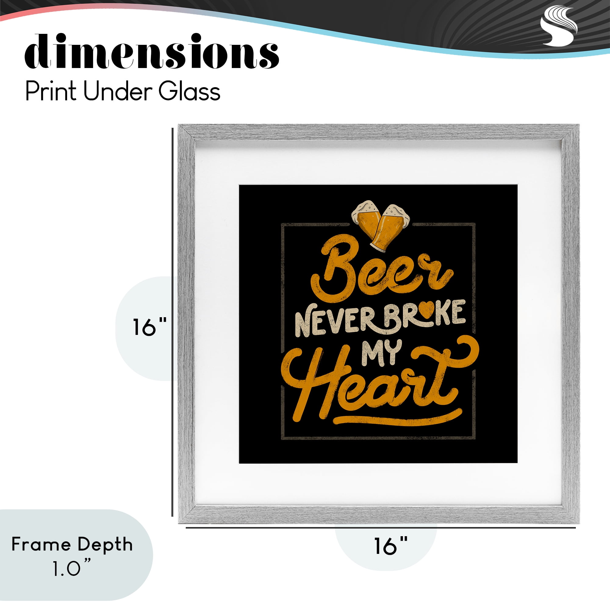 Stupell Industries Beer Never Broke My Heart Gray Framed Print Under Glass, design by EduEly Designs