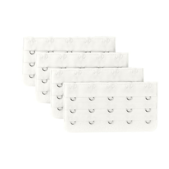 INSPIRE CHIC Lady 3 Row 5 Hooks Spandex Stretch Underwear Bra Strap Back Band Extension Extenders White