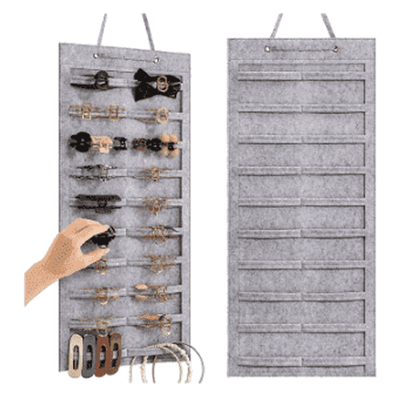 Hanging Hair Claw Clips Organizer, Claw Clips Organizers and Storage for Women Girls, Hair Claw Clips Holder for Wall, Door, Closet(NO ACCESSORIES INCLUDED) (30 Stripes-Beige)